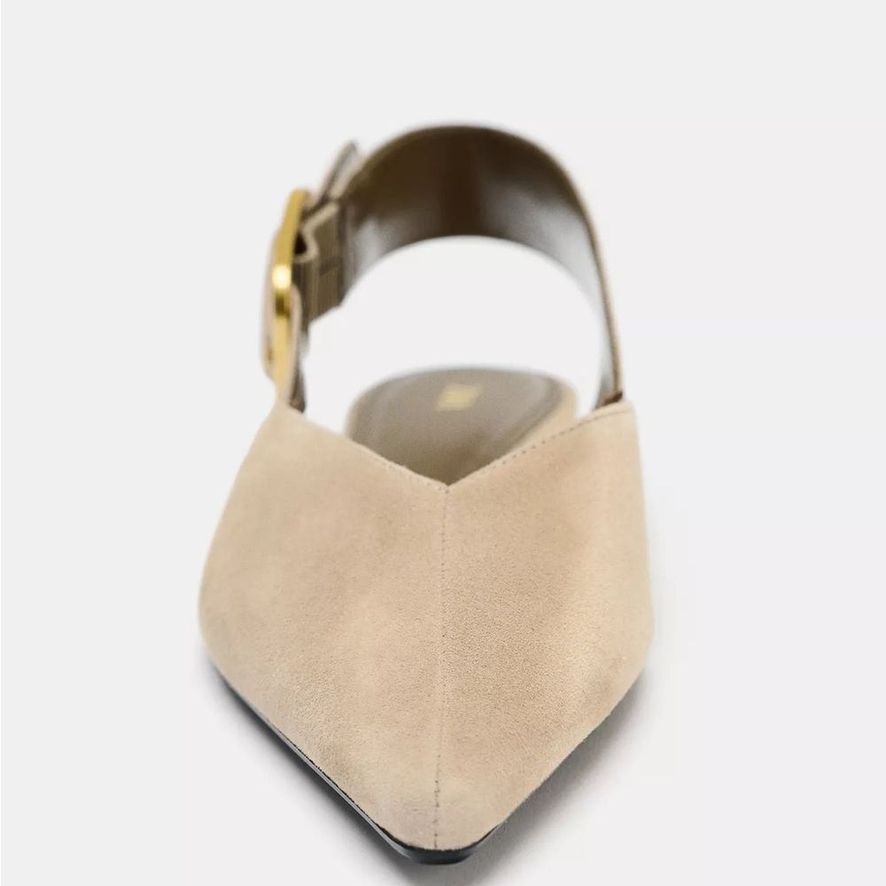 ZARA SPLIT LEATHER BUCKLE SLINGBACKS - Picture 2 of 4